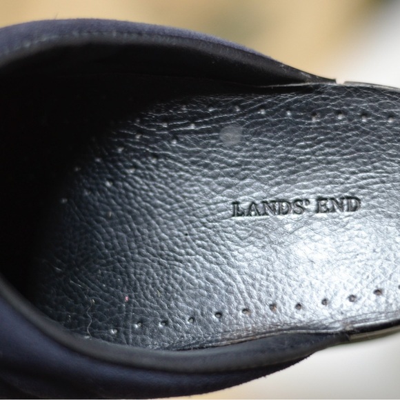 Lands End Blue Suede Mules Slide On Wood Sole in Very Good Condition - Picture 5 of 8